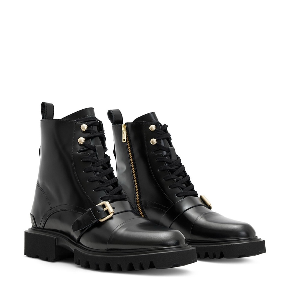 AllSaints Tori Women’s Gold & Black Leather Boots Size 9